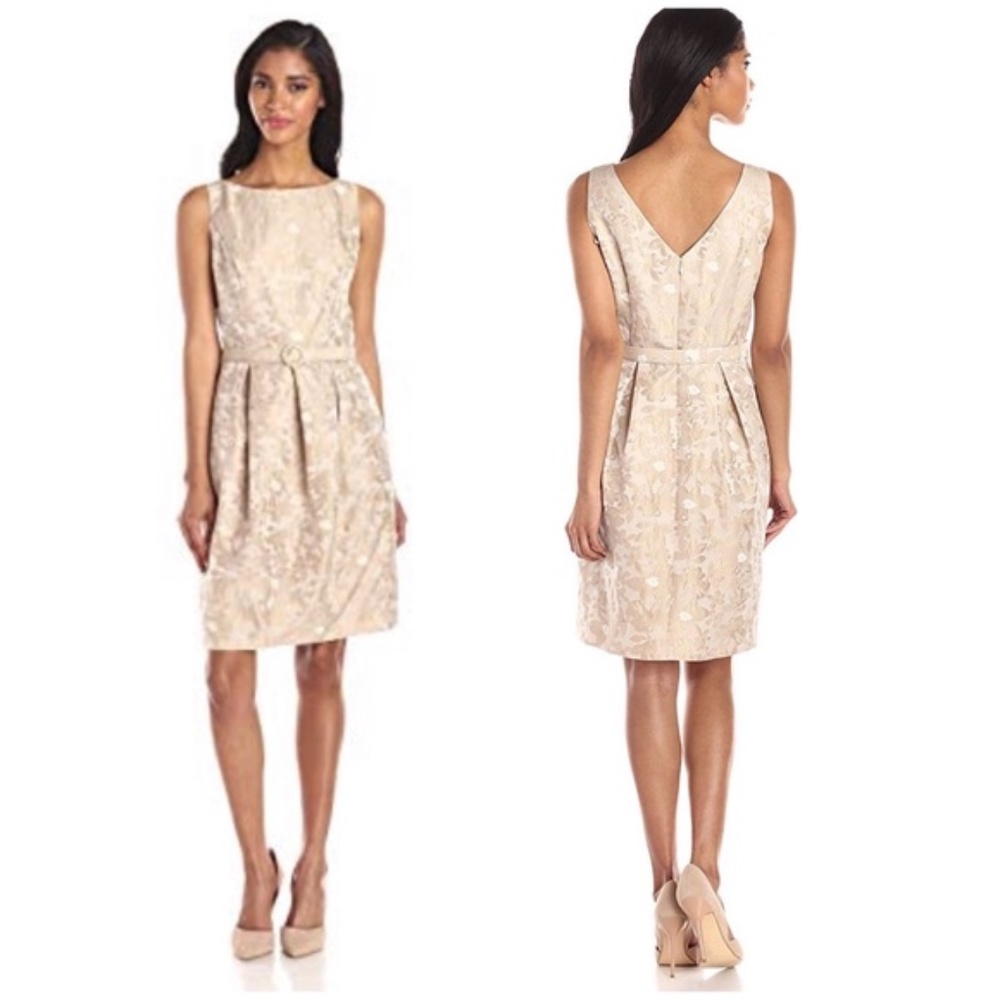 Eliza J Sleeveless Gold/Beige Formal Midi Dress Size 12